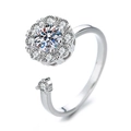 Elegant gold butterfly zircon spinning ring set with luxury crystal cluster design - Adjustable Open / Platinum-Full Diamond Cluster