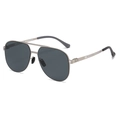 Gafas de sol de aviador polarizadas con montura de metal plateado y lentes grises - Plata