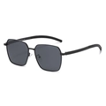 Classic polarized square sunglasses for men featuring a matte black frame and dark grey lenses - C1 Black
