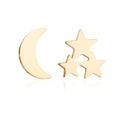Asymmetric gold star and crescent moon stainless steel studs with a polished finish - Star & Moon (188) / Gold