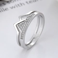 Ring mit Bergdesign, 925er Versilberung und funkelndem Zirkonia-Besatz für Damen - US 6 / Weißgold