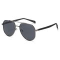Square polarized gunmetal aviator sunglasses with double bridge and grey lenses - C3 Gunmetal Frame Grey Lens