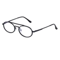 Occhiali da sole ovali neri a doppio ponte da uomo con design vintage rotondo - Montatura Nero Opaco Lente Chiara (C2 Matte Black White Flakes)
