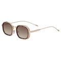 Retro square sunglasses with golden metal frames and leopard pattern details - Tortoise Gradient Tea Style (C3) / C3 Tortoise Gradient Tea