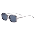 Quadratische Metall Sonnenbrille in Silber mit grauen Gläsern und Schildpatt Dekor - C5 Schwarz Schildpatt Weiß Vollgrau
