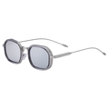 Men's vintage square metal sunglasses with silver textured frames and grey lenses - Silver Mirror Style (C6) / C6 White Silver