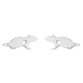 Silver hollow heart mouse zodiac stud earrings in polished stainless steel - Mouse (Steel Color)