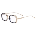 Modern square black and gold metal sunglasses with retro frame and textured rim details - Gold White Clear Style (C8) / C8 Gold White Clear