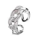 Luxurious silver chain ring encrusted with zircon diamonds in an adjustable open design - Adjustable Open / White Gold