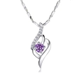 Collier flèche de Cupidon en argent S925 avec pendentif en pierre violette - Zircon Violet (Pendentif Uniquement)