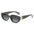 Chic dark green cat-eye sunglasses with gradient grey lenses and silver metal accents - Gradient Green