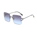 Frameless oversized square sunglasses for women with blue purple gradient lenses - Grey Blue