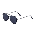 Classic double-bridge square pilot sunglasses with black metal frame and grey lenses - Black Frame Grey Lens (C1)
