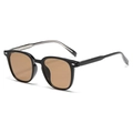 Gafas de sol cuadradas de moda para hombre con montura negra y lentes marrones oscuros - Montura Negro Brillante Lente Marrón (C2)