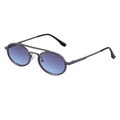 Occhiali da sole ovali retrò con lenti sfumate blu-viola e montatura in metallo grigio - Montatura Grigio Opaco Lente Sfumata Blu Viola (C3 Matte Gun Gray Blue)