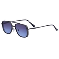Fashionable square frame sunglasses with blue-purple gradient lenses and black metal frame - Matte Gun Gray Frame / Blue Gradient Lens