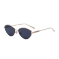 Occhiali da sole cat-eye in oro champagne con lenti grigio scuro e stanghette decorate - Montatura Oro Lenti Grigie