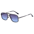 Square double bridge sunglasses with grey metal frame and purple gradient lenses - Matte Gun Gray Frame Blue Gradient Lens (C3)