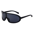 Tiefschwarze Wrap-Around Radsport-Sonnenbrille mit einteiligem Glas für Outdoor-Sport - Glänzend Schwarzer Rahmen Schwarzgraue Gläser (C1)