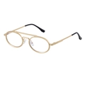 Occhiali da sole ovali retrò con montatura in metallo a doppio ponte color oro champagne - C7 Oro Opaco Lente Trasparente