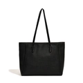 Borsa tote nera minimalista con trama intrecciata e finitura in pelle liscia, vista frontale - Nero