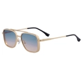 Classic pilot style square gold metal sunglasses with blue-pink gradient lenses - Matte Gold Frame / Gradient Lens