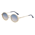 Occhiali da sole rotondi retro con montatura dorata e lenti sfumate blu-arancio - Oro Opaco Lente Verde Gialla