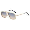 Square aviator sunglasses with gold metal frame and blue-to-orange gradient lenses - Matte Gold Frame Green Yellow Gradient Lens (C5)