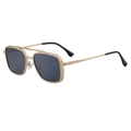 Retro square metal sunglasses with gold frame and dark lenses on white background - Matte Gold Frame / Gray Lens