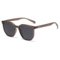 Modische quadratische Polarisierte Sonnenbrille mit braunem Rahmen und grauen Gläsern - Transparentes Tee (C2)