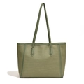 Borsa tote intrecciata verde salvia da donna con sottili spalline in pelle liscia - Verde