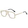 Classic gold metal aviator sunglasses with double bridge frame and black temple tips - Matte Gold Frame Clear Lens (C7)