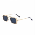 Vintage metal square frame sunglasses for men with golden finish and dark grey lenses - Matte Gold Frame Gray Lens
