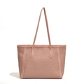 Grande borsa tote rosa in tessuto intrecciato con dettagli in ecopelle per donna - Rosa