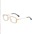 Classic gold rectangular metal frame sunglasses with black ear tips and vintage style - Matte Gold Frame Clear Lens