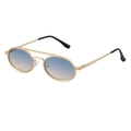Retro oval sunglasses with golden frame and blue-orange gradient lenses in variant style - C5 Matte Gold Frame Green Yellow Lens