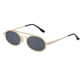 Retro small round sunglasses with gold metal frame and dark grey oval lenses - Matte Gold Grey Lens