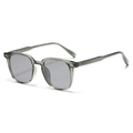 Gafas de sol cuadradas gris-verde con textura grabada vintage para hombre - Montura Gris Verde Transparente Lente Gris Claro (C3)