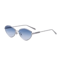 Occhiali da sole chic cat-eye con montatura argento e lenti blu sfumate - C5 Montatura Argento Blu