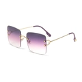Chic rimless sunglasses with purple gradient lenses and signature gold C-decor metal frame - Gradient Mix