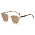 Gafas de sol cuadradas modernas con montura transparente y patillas de estampado leopardo - Montura Transparente Lente Marrón Patilla de Carey (C7)