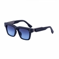 Quadratische schwarze Sonnenbrille mit dicken Rahmen und blau verlaufenden Gläsern - Glänzendes Schwarz Gunmetal Blau (C3)
