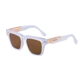Translucent white square sunglasses with brown lenses and golden metal temple accents - Matte Transparent Gold Brown (C9)