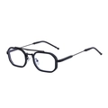 Monture de lunettes carrée noir mat avec double pont pour hommes et femmes - Monture Noire Transparent (C7)