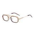 Lunettes de soleil rétro géométriques avec monture dorée et finition motif écaille - Monture Dorée Écaille Transparent (C10)