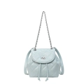 Light blue quilted chain backpack with diamond pattern and silver twist-lock closure - Blue