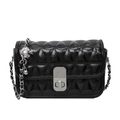 Schwarze Stepptasche mit Kettenriemen Silberverschluss und Metallkugel-Detail - Schwarz