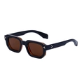 Lunettes de soleil carrées noires avec intérieur orange et décorations dorées - Style Marteau Doré Brun Foncé (C8)