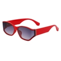 Schicke rote geometrische Sonnenbrille mit Verlaufsgläsern und dickem Rahmen - C4 Rot Farbverlauf Grau