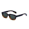 Vierkante tweekleurige zonnebril in schildpad en zwart met sternagels en donkere glazen - Zwart Frame Splicing Schildpad Gouden Hamer Stijl (C6)